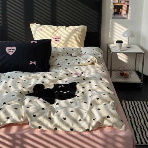 2type 고양이 강아지 순면 자수 베딩 커버 에디션